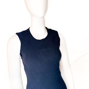 Sleeveless Ribbed Knit Top - Black